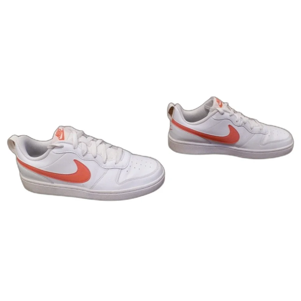 Nike Court Borough Low 2 GS White Orange Sneakers Shoes Kids Youth Size 6.5Y